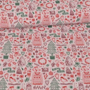 Cotton Woven Fabric - winter is coming - red white