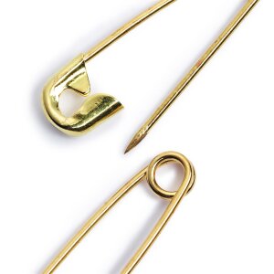 Safety pins, 19/23 / 27mm, assorted, Gold , Pack of 30...