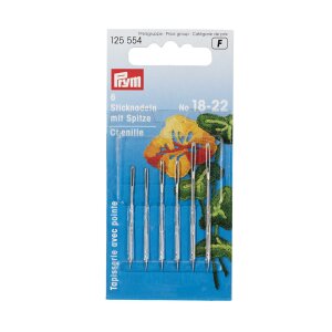 Embroidery Needles Pointy, No. 18-22, Assorted, Gold eye, Pack of 6 (125554)