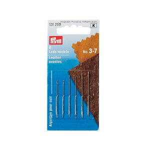 Leather Needles, No.3-7, assorted, Silver colored, Pack of 6 (131259)