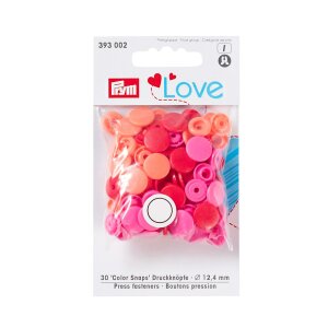 Color Snaps Snap Fasteners Red, Prym Love, Plastic 12,4mm, Pack of 30 (393002)