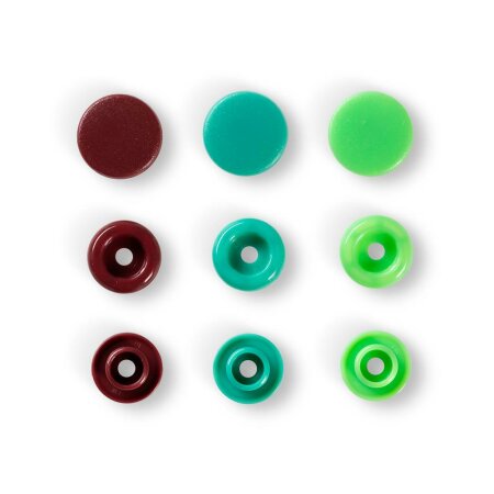 Snap Fasteners Color Snaps Green Light Green Brown, Prym Love, Plastic, 12,4mm, Pack of 30 (393005)