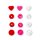 Snap Fasteners Color, Prym Love, Heart, 12,4mm, Red White Pink, Pack of 30 (393031)