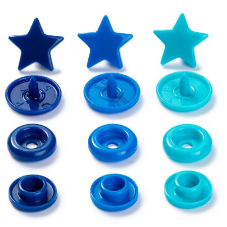 Snap Fasteners Color Snaps, Star Blue Turqiouse, Prym Love, Plastic, 12,4mm, Pack of 30 (393060)