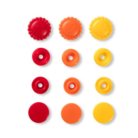 Snap Fastener Colour, Prym Love, Flower, 13,6mm, Yellow Red Orange, Pack of 21 (393081)