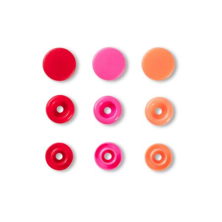 Snap Fasteners Color Snaps Red, Prym Love, Plastic 12,4mm, Pack of 30 (393138)