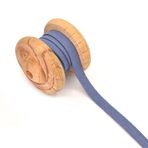 Flat Cotton Cord Hoodie String Jeansblue 15mm