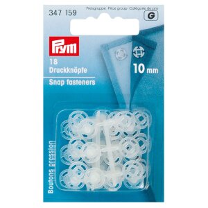 Sew On Snap Fasteners, 10mm, Transparent, Pack of 5 (347159)