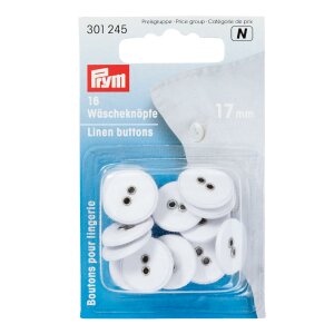 Laundry Buttons "Linen", 17mm, White, Pack of 16 (311172)
