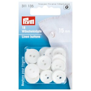 Laundry Buttons, 15mm, White (311135)
