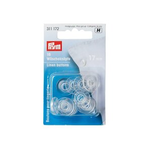 Laundry Buttons, 17mm, Transparent, Pack of 16 (311172)