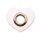 Leatherette Eyelette Patch Heart white 11mm - Nickel