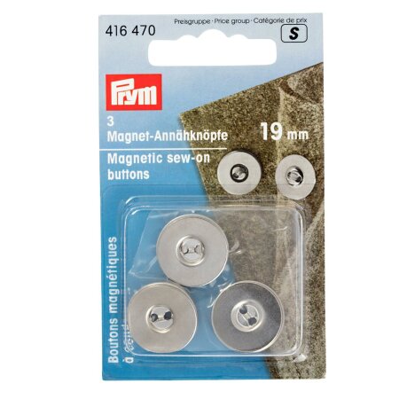 Magnetic Sew On Buttons, 19mm, Silver Colour (416470)