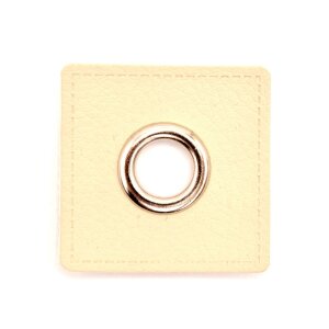 Leatherette Eyelette Patch white 10mm - nickel