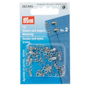Hooks and Eyes, Size 2, Silver Colour, Pack of 12 (263845)