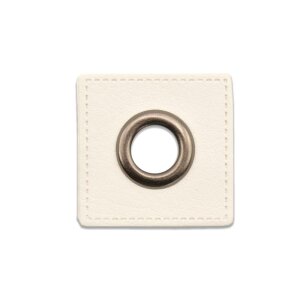 Leatherette Eyelette Patch White 8mm - Nickel