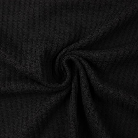 Cotton knit fabric rocko waffle look black