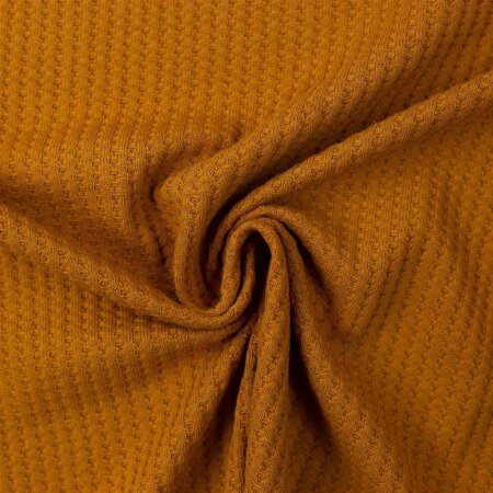 Cotton knit fabric rocko waffle look mustard