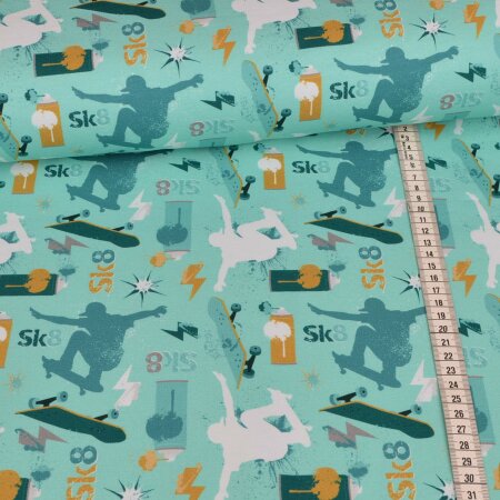 Sommersweat French Terry Swafing - "Sk8" by lycklig design - skater mint