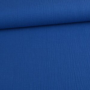 Organic Muslin Cotton Double Gauze Uni cobalt blue