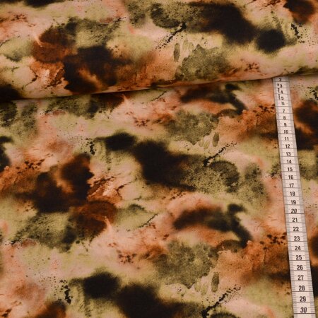Year round Sweat French Terry brushed - tie dye green rust