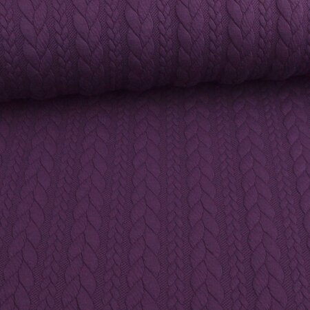 Knit Jaquard knitted fabric with Braid Pattern purple