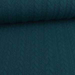 Knit Jaquard Knitted Fabric with Braid Pattern petrol
