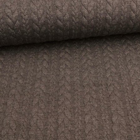 Knit Jaquard Knitted Fabric with Braid Pattern dark grey Melange
