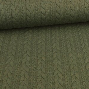 Knit Jaquard Knitted Fabric with Braid Pattern khaki melange