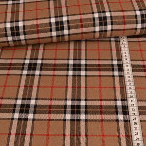 Flannel clothing fabric - Checkered - Camel