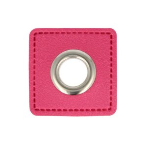Leatherette Eyelette Patch pink 11mm - Nickel
