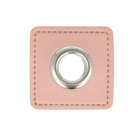 Leatherette Eyelette Patch light pink 11mm - Nickel