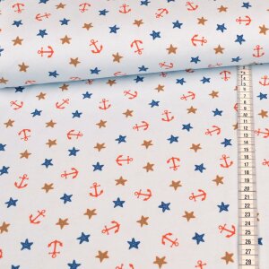 Jersey - anchor & starfishes on light blue