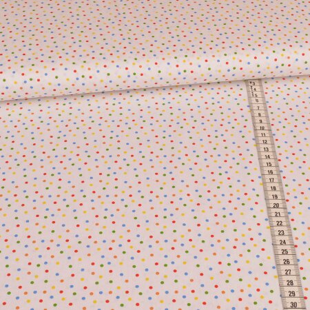 cotton fabric - colorful dots on white