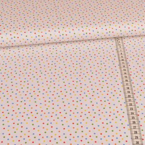 cotton fabric - colorful dots on white