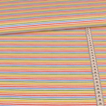 cotton fabric - colorful stripes on white
