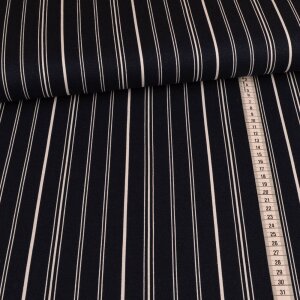 Viscose linen - white stripes on navy