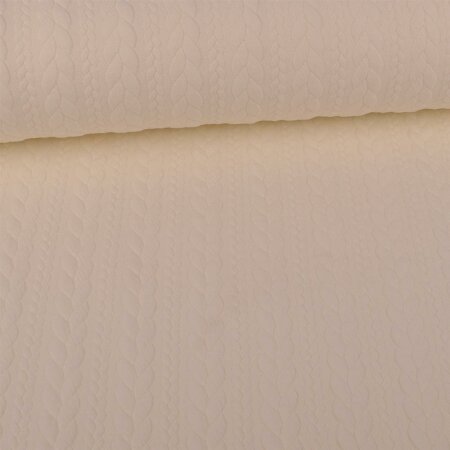 Knit Jaquard knitted fabric with Braid Pattern Cream