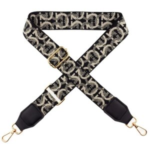 Bag Strap with Carabiner - pattern cream black Gold