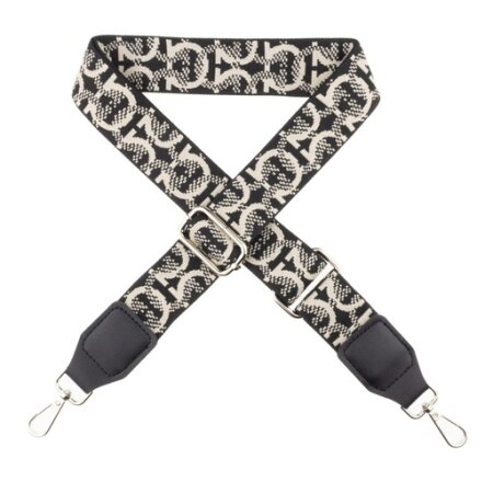 Bag Strap with Carabiner - pattern cream black silver
