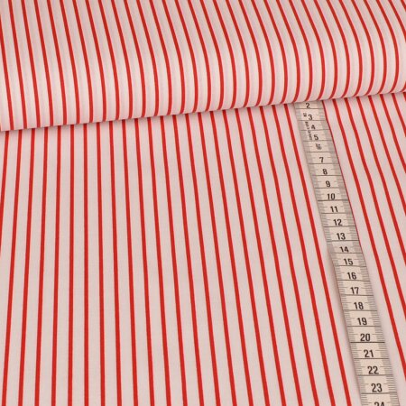 cotton fabric - red stripes on white