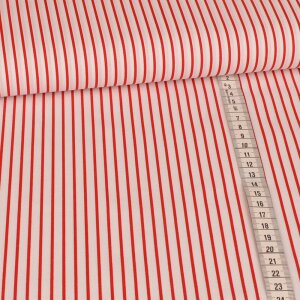 cotton fabric - red stripes on white