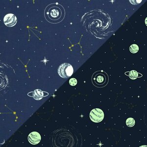 Canvas Swafing Glow in the Dark - Stars & Planet on Navy