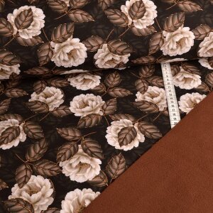 Softshell magical flowers and leaves gold effect - brown