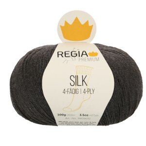 REGIA Sock yarn Premium Silk 4-ply, 00098 Anthracite Mel...