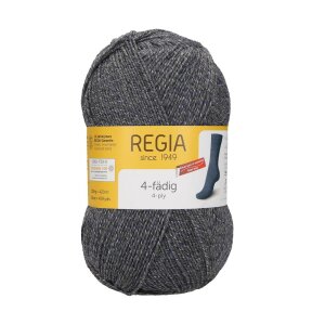 REGIA Sock yarn Uni 4-ply, 00525 Grey Mel. 100g