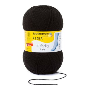REGIA Sock yarn Uni 4-ply, 02066 Black 100g