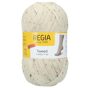 REGIA Sock yarn Uni Tweed 4-ply, 00002 Nature 100g