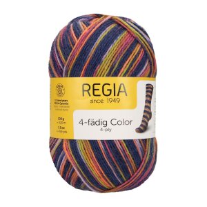 REGIA Sock yarn Color 4-ply, 02353 Blue-Lime 100g