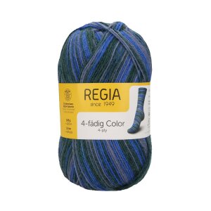 REGIA Sock yarn Color 4-ply, 02595 Blue-Green 100g